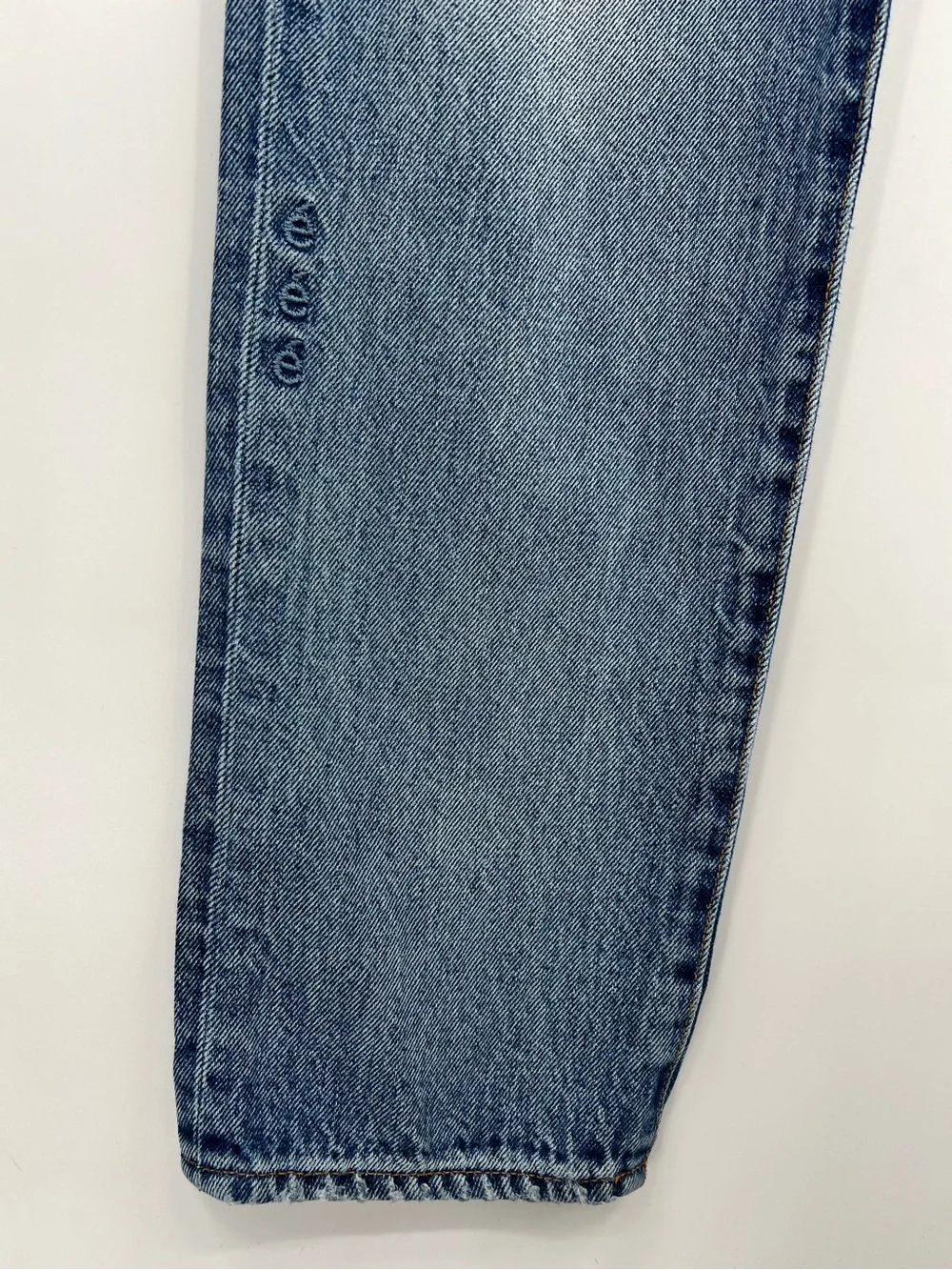 Etica Finn Venice Straight Leg High Rise Ankle Jeans Distressed Stretch Blue 26